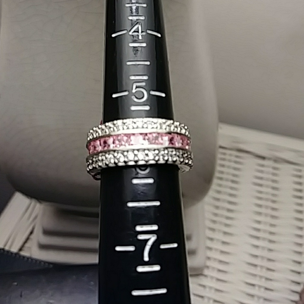 SIZE 5.5 sim. PINK  white sapphire eternity band - Picture 2 of 8